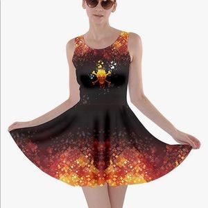 Womens casual dress. Cow cow skull flame dress. Halloween dress